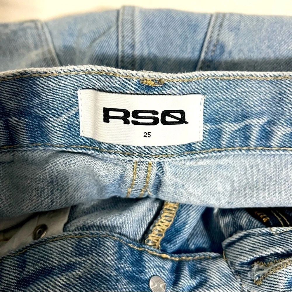 RSQ Vintage Y2K Baggy Jorts Bermuda Denim Cargo Carpenter Shorts Sz 25 EUC